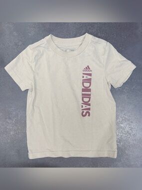 adidas Toddler 3T Graphic Tee with Mauve Vertical Logo NWOT